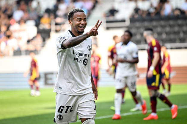LUGANO, SWITZERLAND, AUGUST 16 — Beckham Castro of Lugano celebrates his goal during the Swiss Cup match between Vedeggio Calcio and FC Lugano at the AIL Arena on August 16, 2026, in Lugano, Switzerland. Lugano, AIL Arena, Ticino, Switzerland Copyright: xJustPictures.ch AndreaxBrancax jp-en-EuSpIm-AB_16082026_4012
