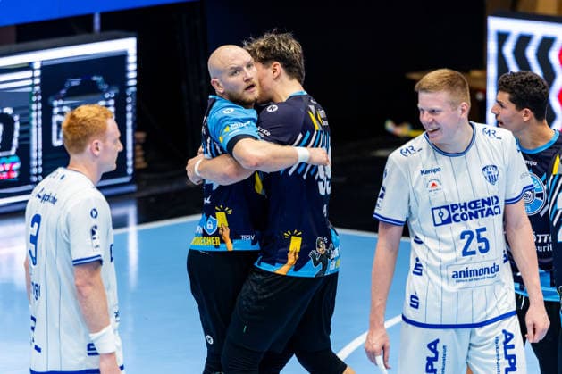 August 16, 2026, GER, Handball, Men, 2026–2027 Season, Wartburg Cup presented by Koetter Security, ThSV Eisenach vs. TBV Lemgo Lippe; Tillman Leu (ThSV Eisenach, 99), Peter Walz (ThSV Eisenach, 14); 99817 Eisenach; Werner Assmann; Am Sportpark; Thuringia, Germany