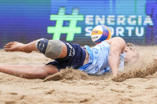 August 16, 2026: David Ahman of Sweden during the Beach Volleyball European Championship final on August 16, 2026 in Stare Jablonki. Photo by Aleksandra Szmigiel. BILDBYRAN COP 291 AZ0007 bbeng beach volleyball sand volleyball EM CEV EuroBeachVolley 2026 beach volleyball EM beach volleyball European Championship final Sweden  Copyright: ALEKSANDRAxSZMIGIEL BB260816BB282