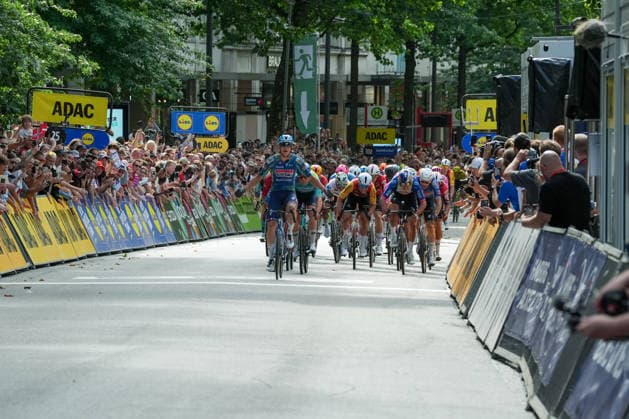 Germany, Hamburg, Buxtehude, ADAC Cyclassics 2026, 1 UWT, UCI World Tour, Men s Elite, One-Day Cycling Race. Winner of the ADAC Cyclassics 2026: Paul Magnier, Soudal Quick-Step, bib number 21 Copyright: xStefanxTrochax