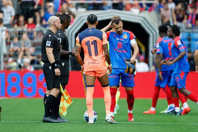 Lineup featuring Raphinha (FC Barcelona, 11) and Albian Ajeti (FC Basel, 23), Switzerland, soccer, friendly match, 2026–2027, FC Basel vs. FC Barcelona, August 16, 2026, St. Jakob Park, Basel, Switzerland Copyright: xGrantxHubbsx