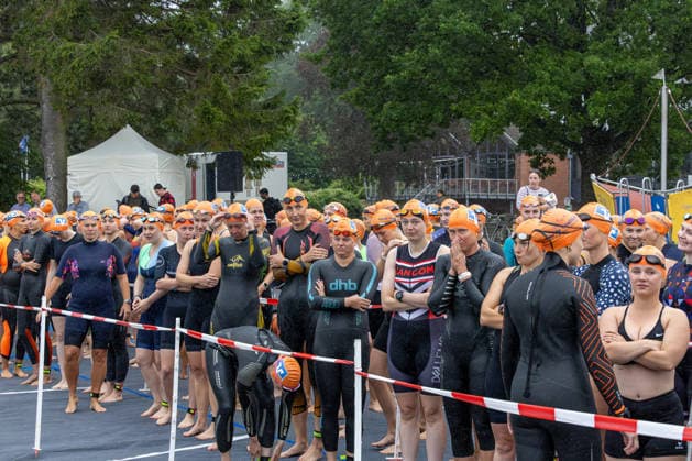 August 16, 2026 USC Kiel 37 KN Förde Triathlon 2026 Sprint Triathlon Group 1 All Women Swimming Kiel Reventlouwiese Schleswig-Holstein Germany