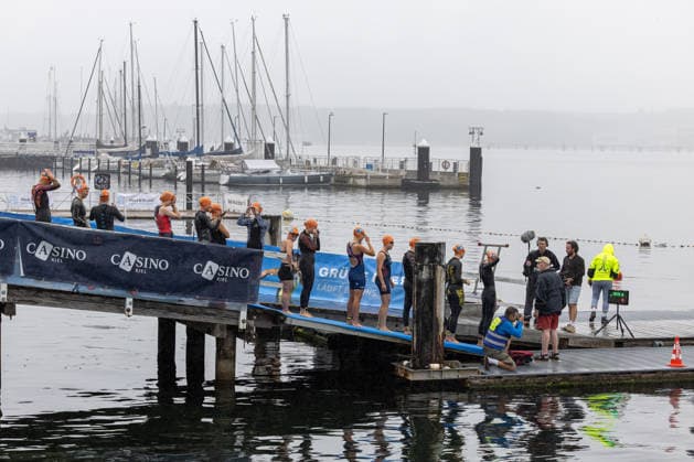 August 16, 2026 USC Kiel 37 KN Förde Triathlon 2026 Sprint Triathlon Group 1 All Women Swimming Kiel Reventlouwiese Schleswig-Holstein Germany