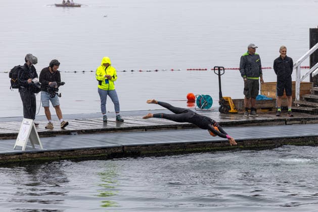 August 16, 2026 USC Kiel 37 KN Förde Triathlon 2026 Sprint Triathlon Group 1 All Women Swimming Kiel Reventlouwiese Schleswig-Holstein Germany
