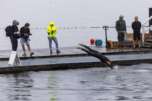 August 16, 2026 USC Kiel 37 KN Förde Triathlon 2026 Sprint Triathlon Group 1 All Women Swimming Kiel Reventlouwiese Schleswig-Holstein Germany