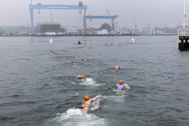 August 16, 2026 USC Kiel 37 KN Förde Triathlon 2026 Sprint Triathlon Group 1 All Women Swimming Kiel Reventlouwiese Schleswig-Holstein Germany