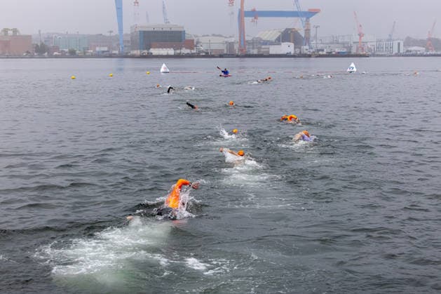 August 16, 2026 USC Kiel 37 KN Förde Triathlon 2026 Sprint Triathlon Group 1 All Women Swimming Kiel Reventlouwiese Schleswig-Holstein Germany