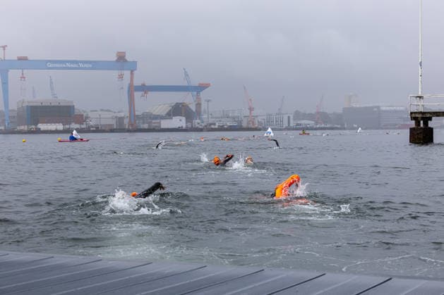 August 16, 2026 USC Kiel 37 KN Förde Triathlon 2026 Sprint Triathlon Group 1 All Women Swimming Kiel Reventlouwiese Schleswig-Holstein Germany