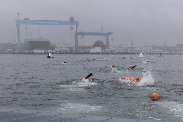 August 16, 2026 USC Kiel 37 KN Förde Triathlon 2026 Sprint Triathlon Group 1 All Women Swimming Kiel Reventlouwiese Schleswig-Holstein Germany