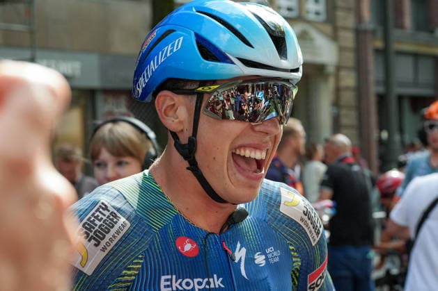 Germany, Hamburg, Buxtehude, ADAC Cyclassics 2026, 1 UWT, UCI World Tour, Men s Elite, One-Day Cycling Race. Winner of the ADAC Cyclassics 2026: Paul Magnier, Soudal Quick-Step, bib number 21 Copyright: xStefanxTrochax