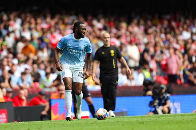 Arsenal v Manchester City, FA Community Shield Antoine Semenyo (42) of Manchester City during the FA Community Shield match between Arsenal and Manchester City at Millenium Stadium, Cardiff, UK on 16 August 2026. Editorial use only DataCo restrictions apply See www.football-dataco.com , Copyright: xNigelxKeenex PSI-24687-0026