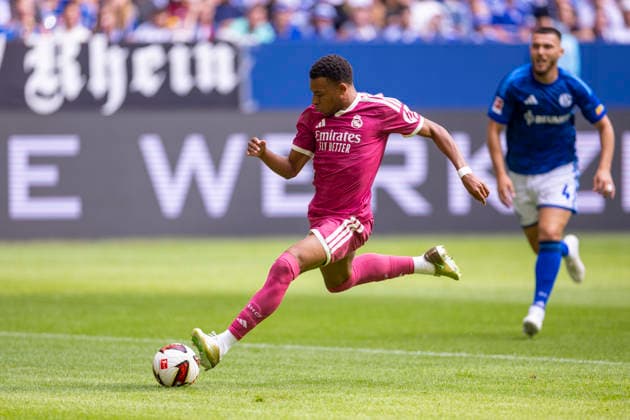 August 15, 2026, Soccer, Friendly Match: FC Schalke 04 vs. Real Madrid CF; Kylian Mbappé scores to make it 0–1; Gelsenkirchen, Veltins Arena, North Rhine-Westphalia, Germany; xRHR; PHOTO: DEx Copyright: DennisxEwert RHR-FOTOx RHR-FOTO DE