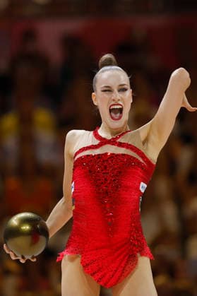 Darja Varfolomeev (GER) with the ball in the ball final at the 2026 Rhythmic Gymnastics World Championships in Frankfurt am Main, Germany, on August 16, 2026. Varfolomeev wins gold. Darja Varfolomeev (GER) with the ball during the ball final at the 2026 Rhythmic Gymnastics World Championships in Frankfurt am Main, Germany, on August 16, 2026. Varfolomeev wins gold. Copyright: HMBxMedia xHeikoxBecker
