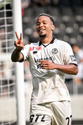 LUGANO, SWITZERLAND, AUGUST 16 — Beckham Castro of Lugano celebrates his goal during the Swiss Cup match between Vedeggio Calcio and FC Lugano at the AIL Arena on August 16, 2026, in Lugano, Switzerland. Lugano, AIL Arena, Ticino, Switzerland Copyright: xJustPictures.ch AndreaxBrancax jp-en-EuSpIm-AB_16082026_4756