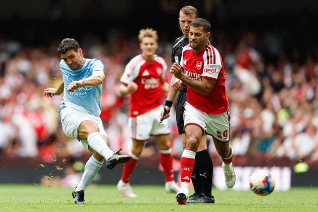 Mateo Kovacic of Manchester City takes a shot Arsenal v Manchester City, FA Community Shield, Principality Stadium, Cardiff, UK - 16 Aug 2026Cardiff Principality Stadium United Kingdom EDITORIAL USE ONLY No use with unauthorised audio, video, data, fixture lists, club league logos or live services. Online in-match use limited to 120 images, no video emulation. No use in betting, games or single club league player publications. Copyright: xMattxImpey Shutterstockx 17096419df