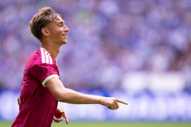 August 15, 2026, Soccer, Friendly Match: FC Schalke 04 vs. Real Madrid CF; Dean Huijsen of Real Madrid CF celebrates the goal that makes the score 0–2; Gelsenkirchen, Veltins Arena, North Rhine-Westphalia, Germany; xRHR PHOTO DEx Copyright: DennisxEwert RHR-FOTOx RHR-FOTO DE