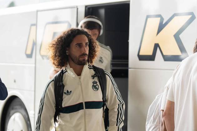 August 16, 2026: Soccer – FC Schalke 04 vs. Real Madrid, friendly match at the Veltins Arena in Gelsenkirchen; arrival of Marc Cucurella of Real Madrid, 17 IMPORTANT NOTICE: In accordance with the guidelines of the DFL and the DFB, it is prohibited to use or allow the use of photographs taken in the stadium and or during the match in the form of sequential images and or video-like photo series. Copyright: xJamesxZabelx