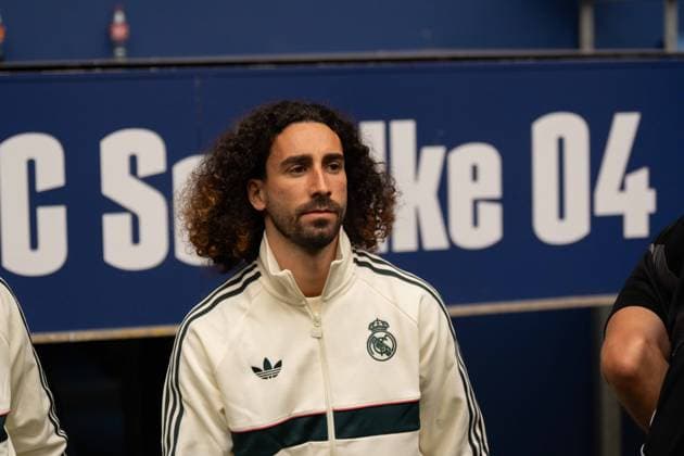 August 16, 2026: Soccer – FC Schalke 04 vs. Real Madrid, friendly match at the Veltins Arena in Gelsenkirchen; Marc Cucurella of Real Madrid arrives at the stadium, 17 IMPORTANT NOTICE: In accordance with the guidelines of the DFL and the DFB, it is prohibited to use or allow the use of photographs taken inside the stadium and or during the match in the form of sequential images and or video-like photo series. Copyright: xJamesxZabelx