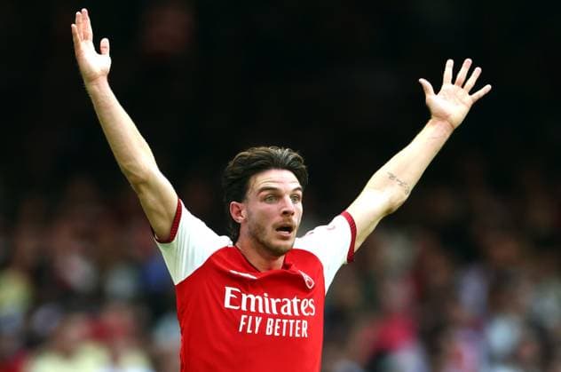 Declan Rice of Arsenal Arsenal v Manchester City, FA Community Shield, Football, Principality Stadium, Cardiff, Wales, UK - 16 Aug 2026Cardiff Principality Stadium Wales United Kingdom EDITORIAL USE ONLY No use with unauthorised audio, video, data, fixture lists, club league logos or live services. Online in-match use limited to 120 images, no video emulation. No use in betting, games or single club league player publications. Copyright: xKieranxMcManus Shutterstockx 17070166bk