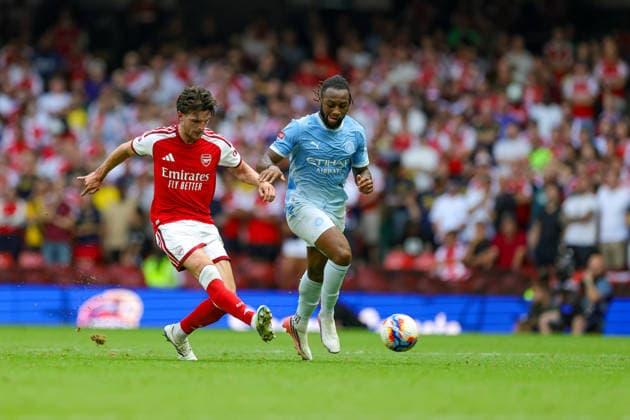 Arsenal v Manchester City, FA Community Shield Declan Rice (41) of Arsenal during the FA Community Shield match between Arsenal and Manchester City at Millenium Stadium, Cardiff, UK on 16 August 2026. Editorial use only DataCo restrictions apply See www.football-dataco.com , Copyright: xNigelxKeenex PSI-24687-0047