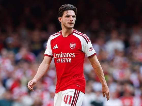 Declan Rice of Arsenal looks on Arsenal v Manchester City, FA Community Shield, Principality Stadium, Cardiff, UK - 16 Aug 2026Cardiff Principality Stadium United Kingdom EDITORIAL USE ONLY No use with unauthorised audio, video, data, fixture lists, club league logos or live services. Online in-match use limited to 120 images, no video emulation. No use in betting, games or single club league player publications. Copyright: xMattxImpey Shutterstockx 17096419ee