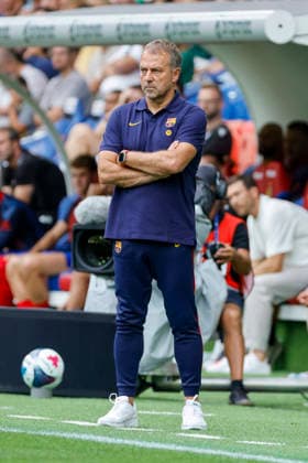 Hansi Flick, FC Barcelona, Coach, Switzerland, Soccer, Friendly Match, 2026–2027, FC Basel vs. FC Barcelona, August 16, 2026, St. Jakob Park, Basel, Switzerland Copyright: xGrantxHubbsx