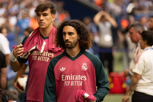 August 16, 2026: Soccer – FC Schalke 04 vs. Real Madrid, friendly match at the Veltins Arena in Gelsenkirchen; Marc Cucurella, Real Madrid, 17 IMPORTANT NOTICE: In accordance with the regulations of the DFL and the DFB, it is prohibited to use or allow the use of photographs taken in the stadium and or during the match in the form of sequential images and or video-like photo series. Copyright: xJamesxZabelx