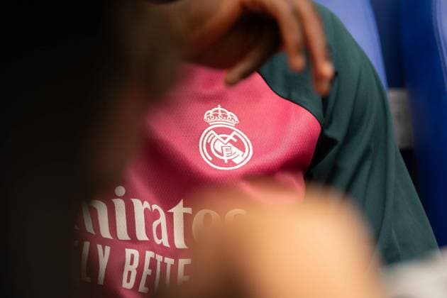 August 16, 2026: Soccer – FC Schalke 04 vs. Real Madrid, Friendly Match at the Veltins Arena in Gelsenkirchen. Real Madrid Logo. IMPORTANT NOTICE: In accordance with the guidelines of the DFL and the DFB, it is prohibited to use or allow the use of photographs taken in the stadium and or during the match in the form of sequential images and or video-like photo series Copyright: xJamesxZabelx