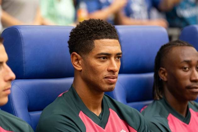 August 16, 2026: Soccer – FC Schalke 04 vs. Real Madrid, friendly match at the Veltins Arena in Gelsenkirchen; Jude Bellingham, Real Madrid, 5 IMPORTANT NOTICE: In accordance with the regulations of the DFL and the DFB, it is prohibited to use or allow the use of photographs taken in the stadium and or during the match in the form of sequential images and or video-like photo series. Copyright: xJamesxZabelx