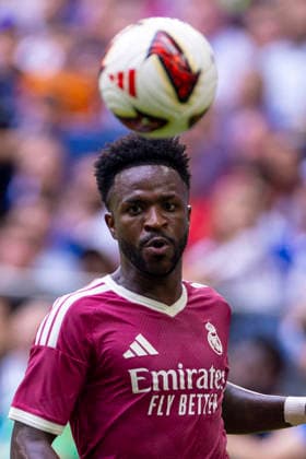 August 15, 2026, Soccer, Friendly Match: FC Schalke 04 vs. Real Madrid CF; Vinicius Junior of Real Madrid CF focuses on the ball; Gelsenkirchen, Veltins Arena, North Rhine-Westphalia, Germany; xRHR PHOTO DEx Copyright: DennisxEwert RHR-FOTOx RHR-FOTO DE