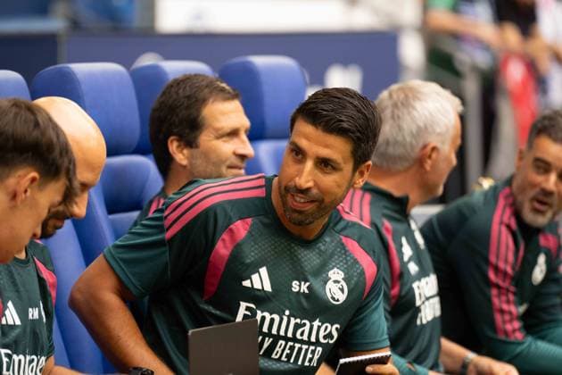 August 16, 2026: Soccer – FC Schalke 04 vs. Real Madrid, Friendly Match at the Veltins Arena in Gelsenkirchen; Real Madrid Assistant Coach Sami Khedira IMPORTANT NOTICE: In accordance with the guidelines of the DFL and the DFB, it is prohibited to use or allow the use of photographs taken in the stadium and or during the match in the form of sequential images and or video-like photo series Copyright: xJamesxZabelx