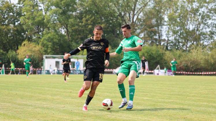 August 16, 2026, xrekx, Soccer Friendly Match, SV Auersmacher vs. SV Elversberg, from left: Lukas Pinckert, SV 07 Elversberg. DFL and DFB regulations prohibit any use of photographs as image sequences and or quasi-video. Auersmacher