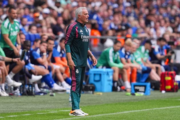 August 16, 2026, xydrx, Men s, Soccer, Friendly Match, FC Schalke 04 vs. Real Madrid, 2026–2027 Season, Veltins Arena, Jose Mourinho, Head Coach of Real Madrid. DFB regulations prohibit any use of photographs as image sequences and or quasi-video. Copyright: HMBxMedia YannisxDreimann