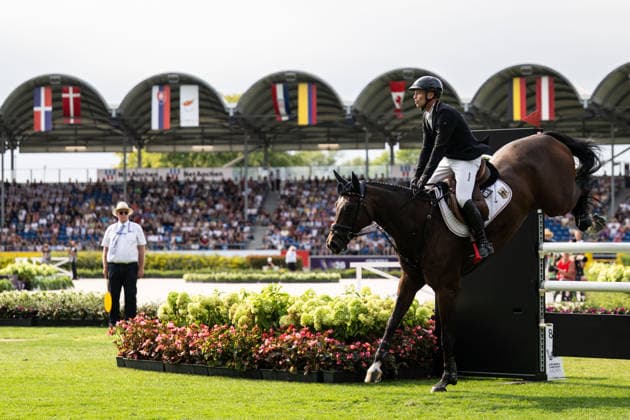 August 16, 2026: Michael Jung of Germany, riding fischerChipmunk, competes in the Eventing Show Jumping Final on Day 6 of the 2026 FEI World Championships in Aachen. 2026 in Aachen. Photo by Emma Wallskog, BILDBYRAN, code EW EW0687. equestrian sports, riding, 2026 World Championships, 2026 FEI World Championships, BBENG, equestrian sports, World Championships, eventing  Copyright: EMMAxWALLSKOG BB260816EW083