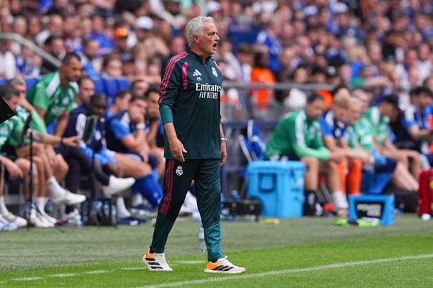 August 16, 2026, xydrx, Men s, Soccer, Friendly Match, FC Schalke 04 vs. Real Madrid, 2026–2027 Season, Veltins Arena, Jose Mourinho, Head Coach of Real Madrid. DFB regulations prohibit any use of photographs as image sequences and or quasi-video. Copyright: HMBxMedia YannisxDreimann