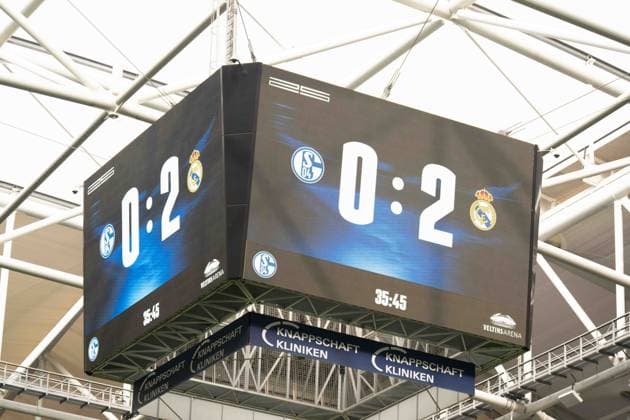 August 16, 2026: Soccer match between FC Schalke 04 and Real Madrid, friendly match at the Veltins Arena in Gelsenkirchen. Halftime score: 2–0. IMPORTANT NOTICE: In accordance with the regulations of the DFL and the DFB, it is prohibited to use or allow the use of photographs taken in the stadium and or during the match in the form of sequential images and or video-like photo series Copyright: xJamesxZabelx
