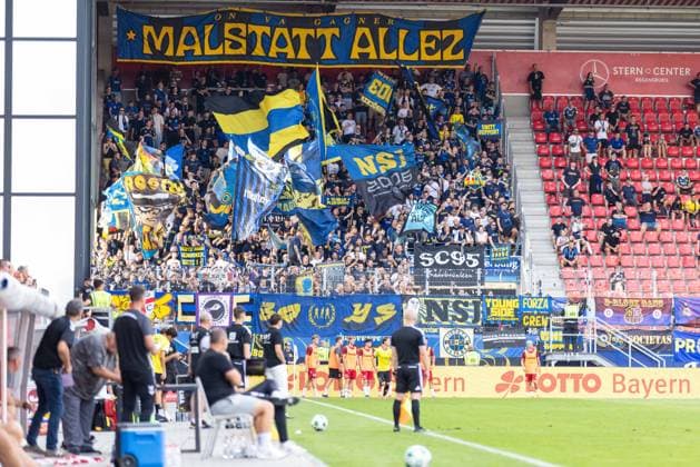 August 16, 2026, Soccer, GER, Season, 3rd Division, 2026–2027 Season, Matchday 2, SSV Jahn Regensburg vs. 1. FC Saarbrücken View of the visitors section DFL REGULATIONS PROHIBIT ANY USE OF PHOTOGRAPHS AS IMAGE SEQUENCES AND OR QUASI-VIDEO