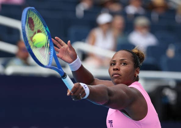 August 16, 2026, Mason, Ohio, USA: TAYLOR TOWNSEND of USA during the match against E. Rybakina of Kazakhstan in the second round of tennis tournament WTA, Tennis Damen 1000 Cincinnati Open in Mason, USA. Townsend lost 3:6, 4:6. Tennis: Cincinnati Open - Taylor Townsend 3:6, 4:6 Elena Rybakina  - ZUMAc278 20260816_zsp_c278_028 Copyright: xMarcinxCholewinskix