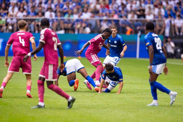 August 15, 2026, Soccer, Friendly Match: FC Schalke 04 vs. Real Madrid CF, featuring Federico Valverde (Real Madrid CF) and Soufiane El Faouzi (FC Schalke 04), Gelsenkirchen, Veltins Arena, North Rhine-Westphalia, Germany, xRHR PHOTO DEx Copyright: DennisxEwert RHR-FOTOx RHR-FOTO DE