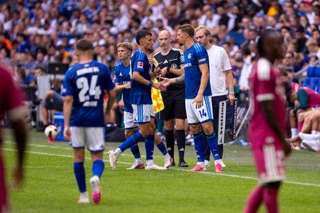 August 15, 2026, Soccer, Friendly Match: FC Schalke 04 vs. Real Madrid CF, featuring Dejan Ljubicic (FC Schalke 04) and Janik Bachmann (FC Schalke 04), Gelsenkirchen, Veltins Arena, North Rhine-Westphalia, Germany, xRHR PHOTO DEx Copyright: DennisxEwert RHR-FOTOx RHR-FOTO DE