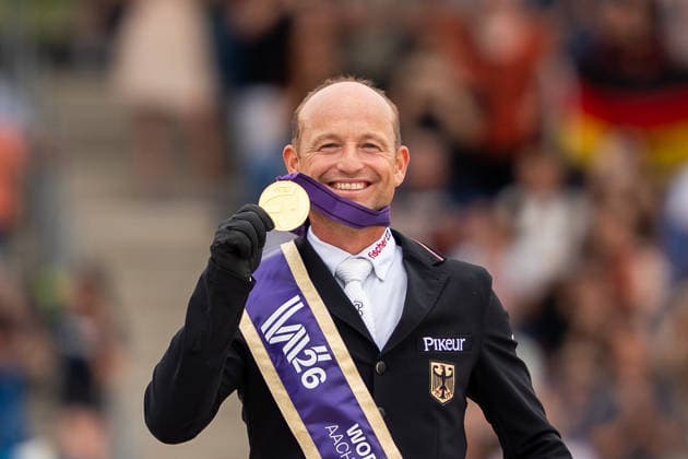 Michael Jung Wins Gold on fischerChipmunk FRH in the Individual Eventing Competition, FEI World Championships Aachen 2026, Eventing Jumping, August 16, 2026, FEI World Championships Aachen 2026, Eventing Jumping, August 16, 2026, Aachen Copyright: xEibner-Pressefoto J.xDerondeaux EP_JDU