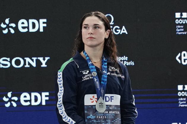Benedetta Pilato win silver medal in the women s 50m breaststroke at the Swimming European Aquatics Championships Paris 2026, Paris, August 16, 2026  Copyright: xGianxMattiaxD™alberto LaPressex