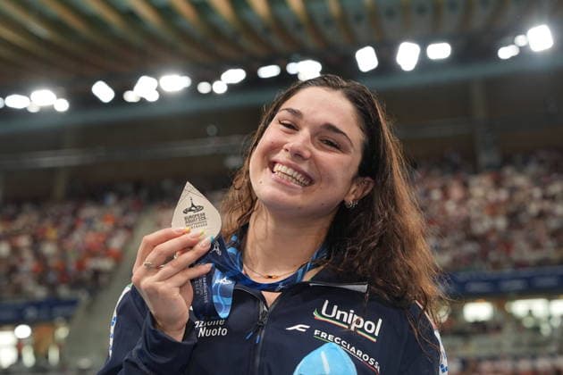 Benedetta Pilato win silver medal in the women s 50m breaststroke at the Swimming European Aquatics Championships Paris 2026, Paris, August 16, 2026  Copyright: xGianxMattiaxD™alberto LaPressex