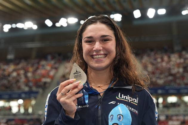 Benedetta Pilato win silver medal in the women s 50m breaststroke at the Swimming European Aquatics Championships Paris 2026, Paris, August 16, 2026  Copyright: xGianxMattiaxD™alberto LaPressex