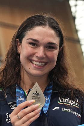 Benedetta Pilato win silver medal in the women s 50m breaststroke at the Swimming European Aquatics Championships Paris 2026, Paris, August 16, 2026  Copyright: xGianxMattiaxD™alberto LaPressex