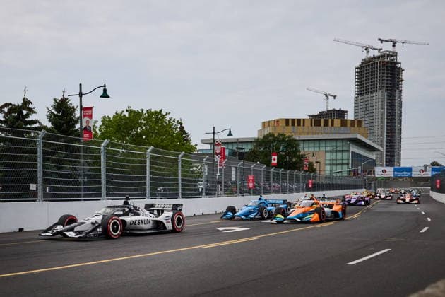 August 16, 2026, Markham, On, Canada: Pole-sitter Louis Foster of England leads the field into the first turn at the start of the 2026 Honda Indy in Markham, Ont., on Sunday, Aug. 16, 2026. Canada News - August 16, 2026  - ZUMAc35_ 20260816_zaf_c35_002 Copyright: xSammyxKoganx