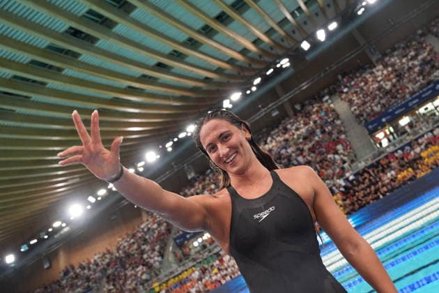 Simona Quadarella win gold medal in the Women s 400m freestyle at the Swimming European Aquatics Championships Paris 2026, Paris, August 16, 2026  Copyright: xGianxMattiaxD™alberto LaPressex