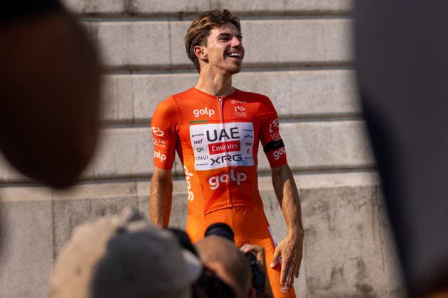 August 16, 2026, Porto, Porto, Portugal: Mondim de Basto, August 16 - Rui Oliveira of Portugal and UAE Team Emirates XRG seen celebrating the win during the 10th stage from Maia to Porto of the Volta a Portugal 2026 on August 16, 2026 in Porto, Portugal Porto Portugal - ZUMAl192 20260816_zsp_l192_009 Copyright: xMiguelxLemosx