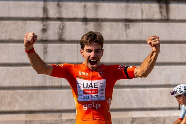 August 16, 2026, Porto, Porto, Portugal: Mondim de Basto, August 16 - Rui Oliveira of Portugal and UAE Team Emirates XRG seen celebrating the win during the 10th stage from Maia to Porto of the Volta a Portugal 2026 on August 16, 2026 in Porto, Portugal Porto Portugal - ZUMAl192 20260816_zsp_l192_024 Copyright: xMiguelxLemosx