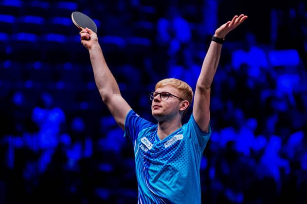 August 16, 2026: Felix Lebrun of France celebrates during the men’s singles table tennis final at the WTT Europe Smash on August 16, 2026 in Malmö. Photo by Christian Örnberg, BILDBYRAN COP 166 CO0727 table tennis pingis Europe Smash bbeng celebration  Copyright: CHRISTIANxÖRNBERG BB260816CO003
